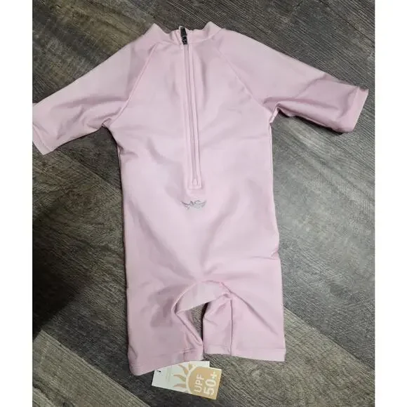 Angel Season Baby Girl Rash Guard Pink 3-6M Long Sleeve Swim Shirt Cherry New - Picture 2 of 3